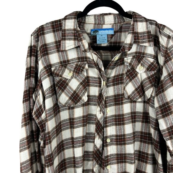 Cottonwood‎ Canyon 100% Cotton Button-Down Flannel – Brown & White Plaid Size XL - Picture 1 of 5